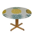 thumbnail image 3 of HAOXIT Seamless Yellow Turquoise Teal Green White Pineapples on White Round Tablecloth, Washable Circular Macrame Table Cloth Cover for Kitchen Dinner Party Tabletop Decor 38-42, 3 of 8