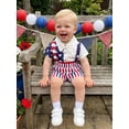 thumbnail image 4 of Cenuakty Baby Boy 4th of July Outfit 3M 6M 12M 18M Star Striped Short Sleeve Bowtie Romper and Suspender Shorts 2 Piece Summer Set, 4 of 9