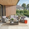 thumbnail image 2 of SAFAVIEH Vellor Outdoor Patio 4 Piece Conversation Set, Grey, 2 of 9