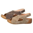 thumbnail image 6 of Womens Sandals Sandal Womens Rope Sandals with Toe Strap Women Beach Shoes Platform Shoes Flat Scandals Ladies Summer Retro Solid Color Leather Slope Heel Thick Bottom Large Size Fish Mouth Brown 7.5, 6 of 9