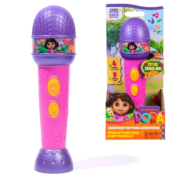Dora, Micro Rythmes de la forêt tropicale avec musique, effets sonores et répliques bilingues, jouets pour filles et garçons, à partir de 3 ans