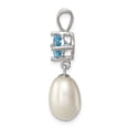 thumbnail image 2 of Sterling Silver Rhodium-plated 8-9mm White Teardrop Freshwater Cultured Pearl and 1.05BT Blue Topaz Pendant QP4645, 2 of 4