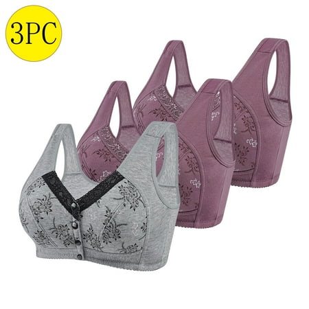 Sentmoon 3PC Nursing Bras for Breastfeeding Plus Size No Underwire Womens Sports Bras Comfort Front Closure Button Anti-Sagging Seamless Maternity Bra Women s Trendy for Dating Outfits Gray 40