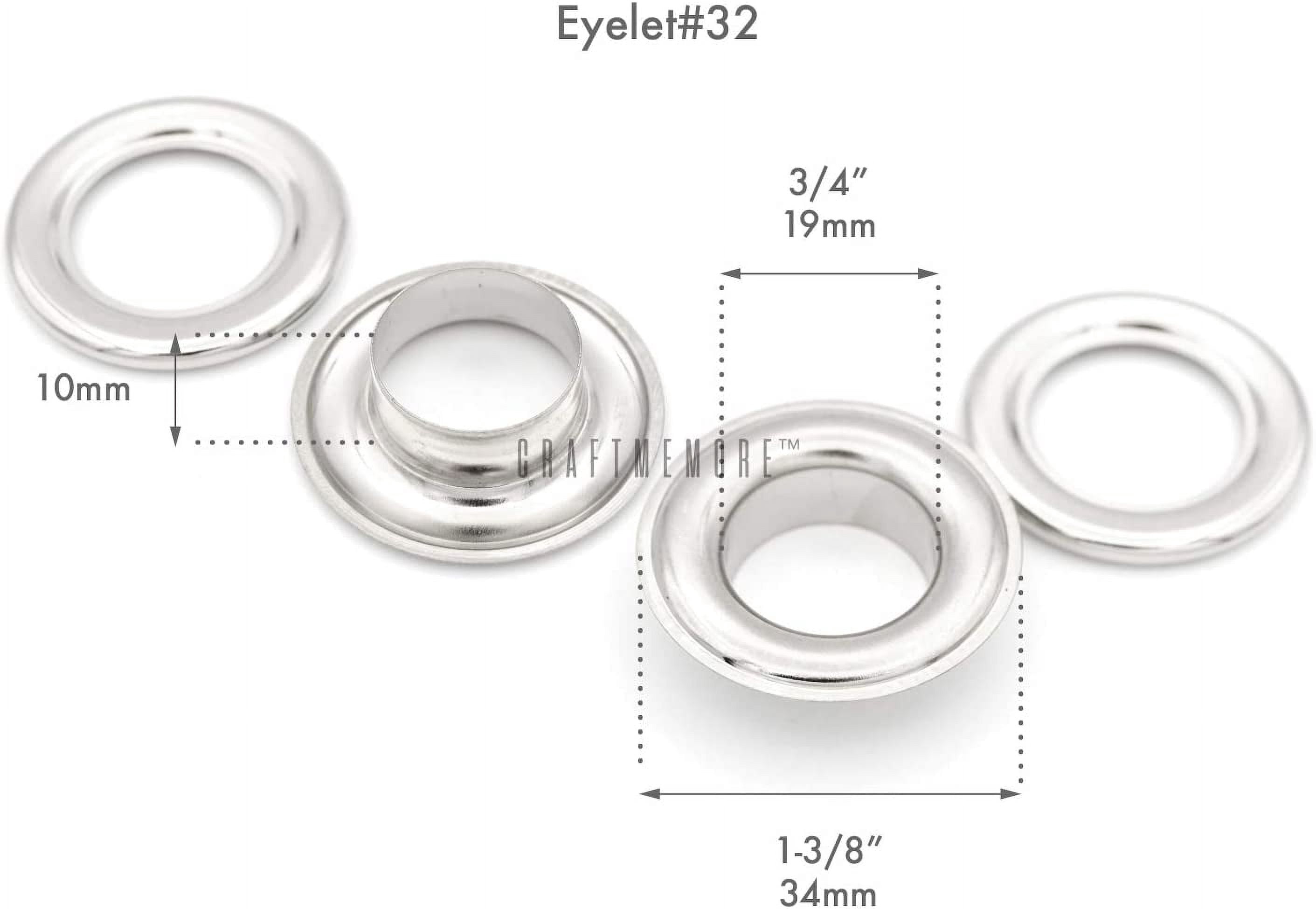 3/4" Grommet Tool Kit Eyelet Setting Tool Grommet Setter Hole Punch Cutter & Pack of 10 Grommets (3/4" (19mm) Inside Diameter)