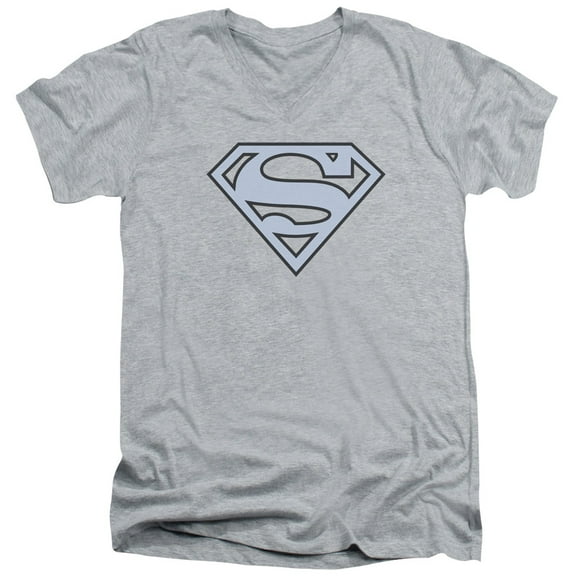 Superman - Carolina Blue&Navy Shield - Slim Fit V Neck Shirt - X-Large