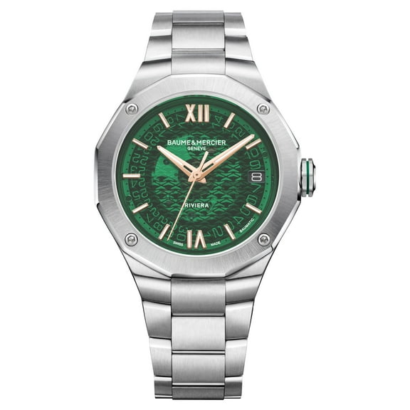 Baume & Mercier Riviera Automatic Stainless Steel Green Dial Date Mens Watch M0A10770