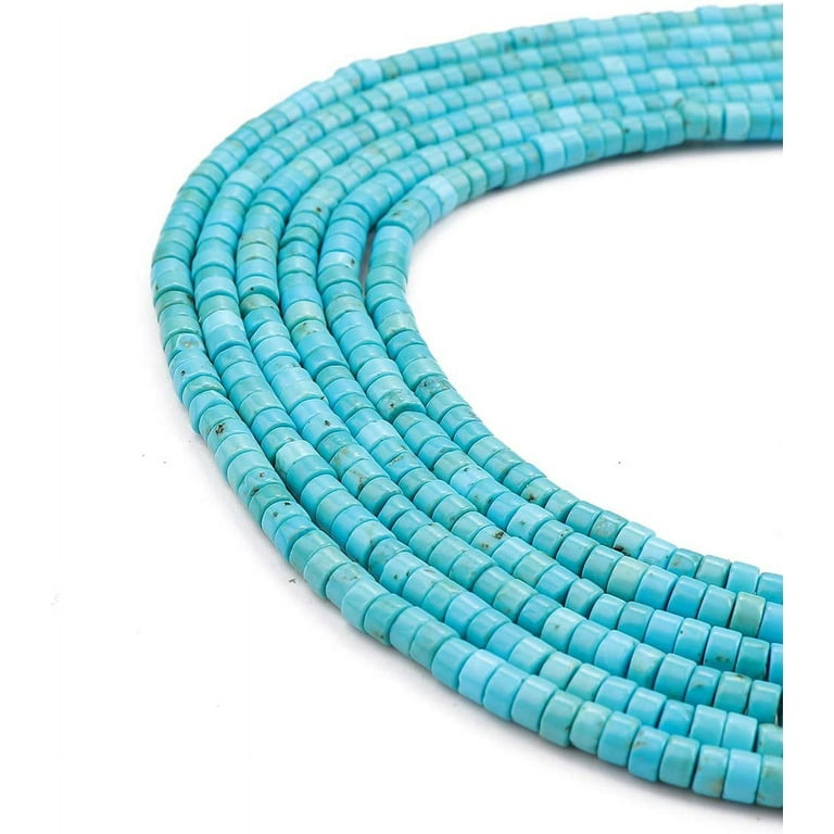 BEADIA Natural Blue Turquoise Spacer Beads Caps Loose Semi Gemstone for  Beading Jewelry Making 4mmx2mm 38cm 