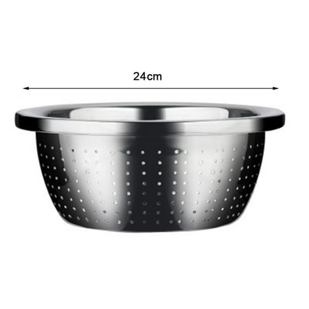 

Stainless Steel Mixing Bowls Heavy Duty Deeper Edge Salad Bowl Kitchen Strainer Kitchen Food Storage Organizer For Kitchen Metal Prep Bowls Diameter 24cm Drain Basin