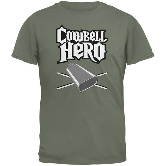 Cowbell Hero Military Green Adult T-Shirt - Small