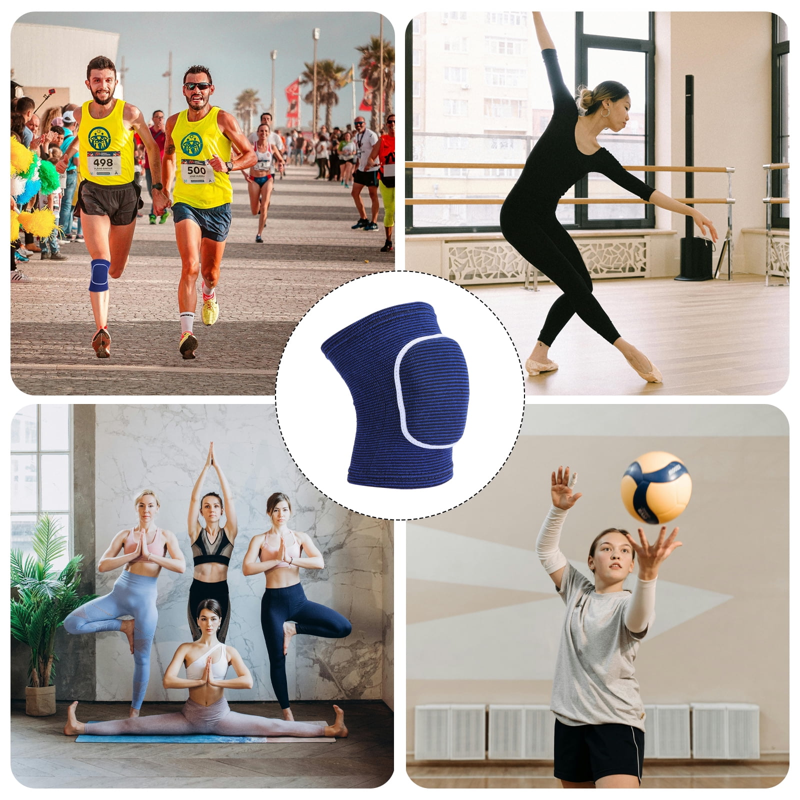 Uxcell L Protective Knee Pads Volleyball Knee Pads Sponge Knee Pads Brace, Blue 3 Pairs