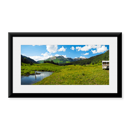Framed Art Print, Man camping along Slate River by Panoramic Images, 11-7/8" x 17-7/8"