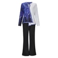 thumbnail image 4 of Women 2 Piece Outfits Pant Suits for Women Dressy Party Casual Long Sleeve Top Women Work Suit Set Loose Wide Leg Pants Women interview Clothes Set Trousers Two Piece Set Suit, 4 of 5