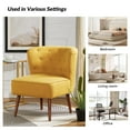 thumbnail image 6 of Modern Accent Dining Chair Wood Legs Upholstered Tufted Armless Vanity Slipper Side Chair Living Bedroom Home Kitchen Yellow, 6 of 7
