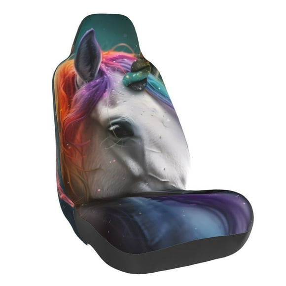 Fotbe Colorful Haired White Horse Funda para Asiento de Auto con Estampado – Impermeable y Antisudor – Ajuste Universal, Lavable a Máquina, Antideslizante (1 Pieza)
