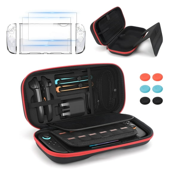 TSV Hard Shell Travel Case Fit for Nintendo Switch 2 – Protective Carrying Bag with 24‑Slot Game Storage & Built‑in Stand