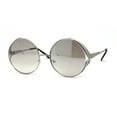 thumbnail image 1 of Womens Round Circle Lens Side Visor Retro Sunglasses Silver Grey Mirror, 1 of 4