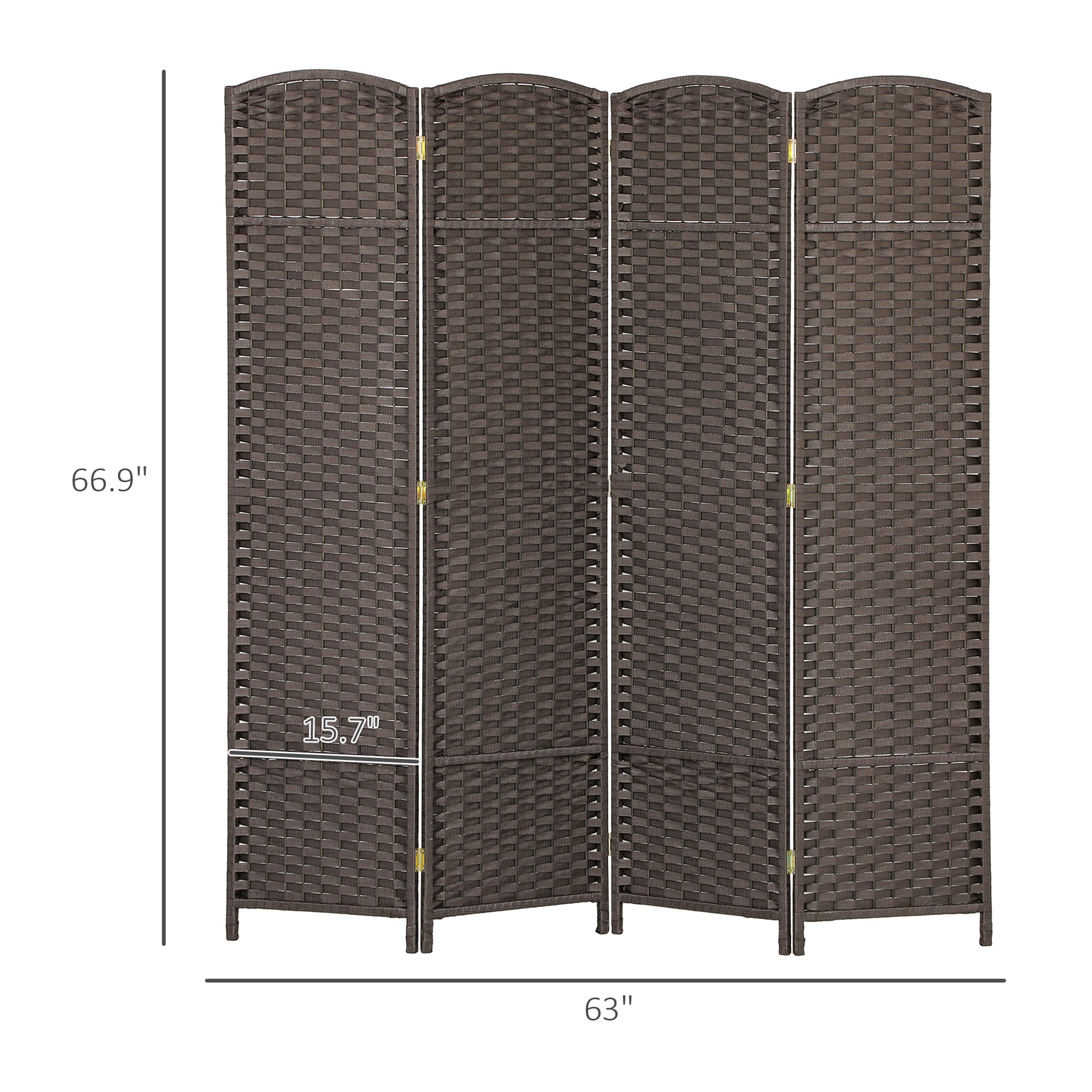 HOMCOM Room Divider, 4 Panel Folding Privacy Screen, 5.6' Tall Freestanding Partition for Home Office, Bedroom, Brown