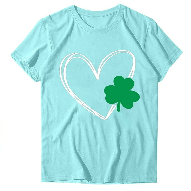QIPOPIQ T-Shirts à Manches Courtes pour Femmes Col Rond T-Shirts de la Saint-Patrick T-Shirt Trèfle de la Saint-Patrick T-Shirt Vert T-Shirts Chanceux T-Shirts de Vacances T-Shirts Graphiques Offres