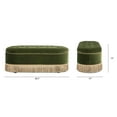 thumbnail image 3 of Jennifer Taylor Home Melinda 48.5" Oval Tufted Bullion Fringe Storage Bench, Olive Green Performance Velvet, 3 of 7
