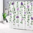 thumbnail image 2 of HVEST Purple Floral Shower Curtain for Bathroom Spring Flower and Sage Green Eucalyptus Leaf Bathroom Shower Curtains with Hooks, Country Nature Plant Bathroom Curtains Shower Set 72x78 inch, 2 of 6