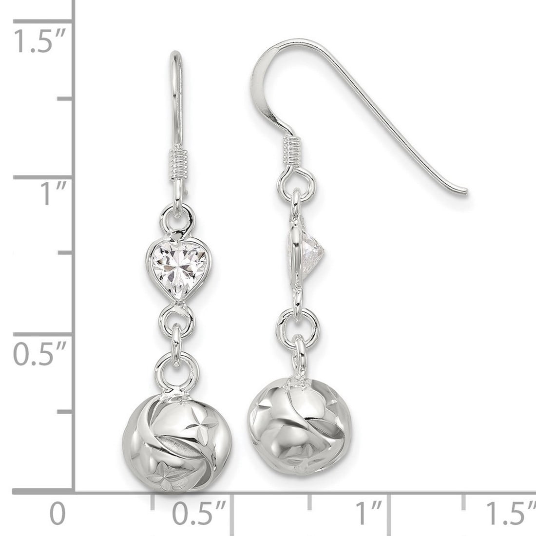 925 Sterling Silver Polished Cubic Zirconia Knot Dangle Shepherd Hook Earrings 36x8.75mm Wide Dangle Earring for Women