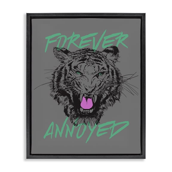 Stupell Industries Modern Forever Annoyed Tiger Black Floating Frame Canvas Art, 17 x 21, by House of Lulu