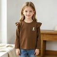 thumbnail image 2 of CFXNMZGR Fall Tops for Tweens Girls' Long Sleeve Graphic T Shirt (Brown,7-8 Years), 2 of 5