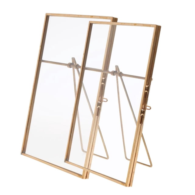 GUOOL 2-Pack Metal Glass Freestanding Photo Picture Frame Wedding Favor Gift 4x6in