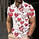thumbnail image 2 of Camisa Casual Impresa Del Día de San Valentín de los Hombres, Manga Corta Top Del Botón de la Solapa para el Aire Libre Y el Ocio, Suéter de Tela de Malla Ligera, 2 of 9