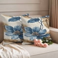 thumbnail image 2 of Blue Brown Botanical Outdoor Waterproof Pillow Covers, Flowers Vintage Summer Decorative Square Throw Pillowcase Sofa Cushion Sham for Patio/Couch/Chair, 20"x20" 2 Pack, 2 of 8