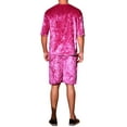 thumbnail image 3 of INSPIRAR CHIC Conjunto de camiseta de manga corta y pantalones cortos de verano para hombres en terciopelo M color rojo rosa, 3 of 6