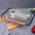thumbnail image 2 of Sobre el fregadero de acero inoxidable ovalado con asas de goma extensibles coladores, colador de malla fina cesta de cocina para colar, escurrir, enjuagar frutas, verduras50*37,5*50cm, 2 of 4