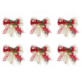 thumbnail image 1 of 6 PCS Christmas Bows  Christmas Burlap Bows with Little Bell  Mini Ribbon Bowknot Ornament for Christmas Tree Crafts Home Decoration(Multiple Colors 3.54*3.3Inch), 1 of 7