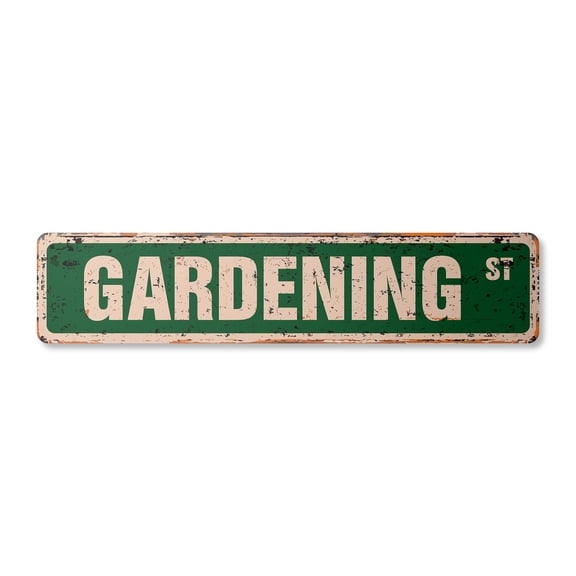 GARDENING Vintage Aluminum Street Sign flowers rock garden vegetable rose rustic metal tin | Indoor/Outdoor |  30" Wide