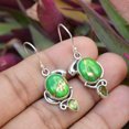 thumbnail image 3 of Turquoise Earrings, Peridot Earrings, 925 Sterling Silver Handmade Earrings, 3 of 4
