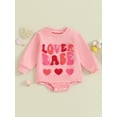 thumbnail image 3 of 0-18M Baby Girls Boys Rompers 3M 6M 12M 18M Valentine's Day Clothes Letter Heart Fuzzy Embroidered Long Sleeve Jumpsuit, 3 of 10