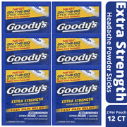 Goody's Extra Strength On the Go Headache Fast Pain Relief, Regular Flavor, 2 Powder Sticks Per Packet, (12 Count)