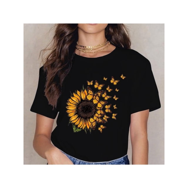 Be a Sunflower Inspirational Quote T-Shirt - Vibrant Green, Soft Cotton with Stretch, Casual Crew Neck, Short Sleeve, Machine Washable - Perfect for All Seasons, Sunflower Tshirt