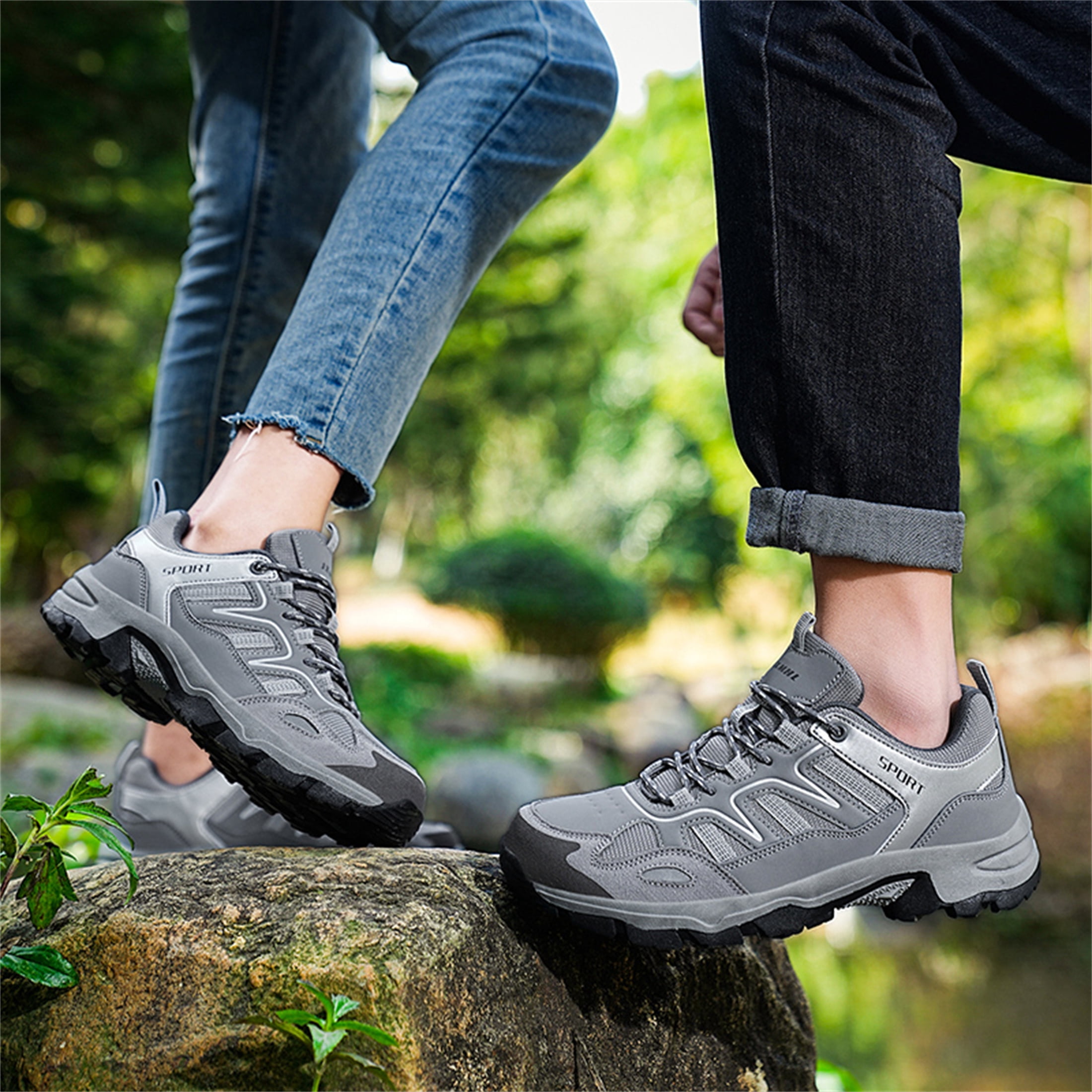 LASUDRAA Mens Womens Non-Slip Hiking Shoes Breathable Lightweight Outdoor Trekking Sneakers for Walking Camping