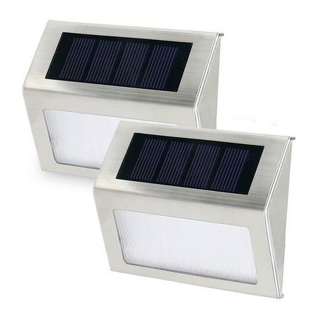 

Solar Deck Lights Outdoor 2 Pack Solar Step Lights Waterproof Led Solar Lights for Outdoor Stairs Step Fence Yard Patio and Pathway White Light 3led
