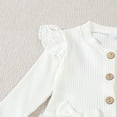 thumbnail image 6 of Atogsazn Baby Girls Cotton Set Toddler Ruffle Lace Button Long Sleeve Dress and Pant 2 Piece Outfit Colthes White 3-4 Years, 6 of 9