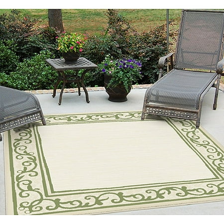 77'' x 116'' Indoor/Outdoor Etchings Rug, Sage