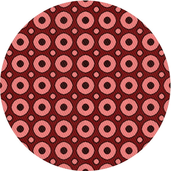 Ahgly Company Indoor Round Patterned Valentine Red Area Rugs, 6' Round