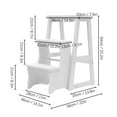 thumbnail image 2 of White Solid Wood Folding Library Ladder Chair 3-Tier Step Stool for Kitchen, Bar, Garage & Bathroom, 2 of 5