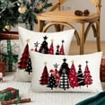 thumbnail image 2 of Christmas Pillow Cover 12X20 Inch Watercolor Christmas Tree Stars Decoration Holiday Farmhouse Winter Pillow Case for Sofa Couch Decor（Red） AA231-12-N, 2 of 6