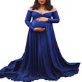 thumbnail image 2 of AMILIEe Robe de Maternité à Épaules Dénudées à Manches Longues pour Femmes, Grossesse, pour Baby Shower, Accessoires Photo, Robe, 2 of 5