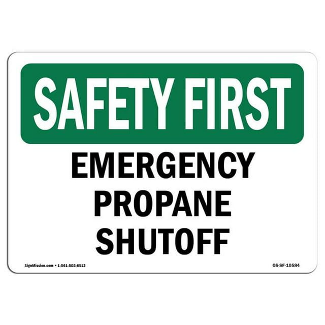 SignMission OS-SF-A-1218-L-10584 Premier Panneau de Sécurité OSHA de 12 x 18 Po - Arrêt d'Urgence au Propane
