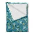thumbnail image 2 of Spring Soft Flannel Fleece Throw Blanket, Flourishing Blooms Summertime Petals Shabby Leaves Retro Gardening Art, Cozy Plush for Indoor and Outdoor Use, 50" x 70", Teal Earth Yellow, by Ambesonne, 2 of 5