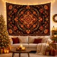 thumbnail image 3 of Symmetrical Floral Mandala on Dark Brown Background, Mystical Boho for Meditative Decor Enthusiasts, Ornate Wall Art, Housewarming Gift, Tapestry Wall Hanging for Bedroom and Living Room, 3 of 7