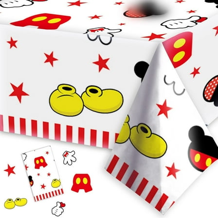 1 Pieces Mickey Birthday Tablecloths, Plastic  Tablecloths for  Birthday Party Decorations